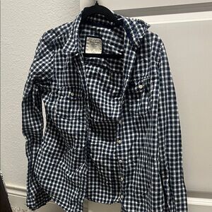 Abercrombie & Fitch Navy and White Gingham Shirt